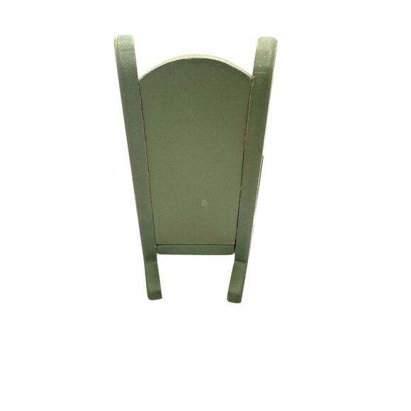 Hand-Painted Green & Beige Wooden Doll Rocking Chair - Picture 2 of 6